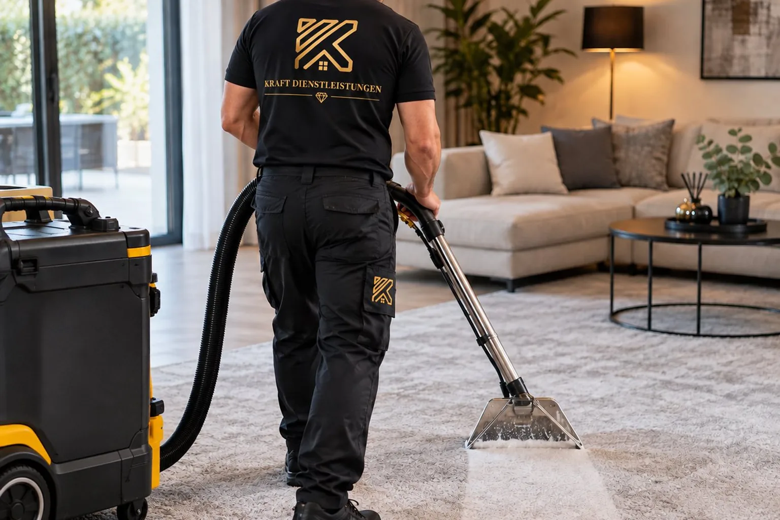 Professionelle Teppichreinigung durch KRAFT Dienstleistungen mit moderner Reinigungstechnik